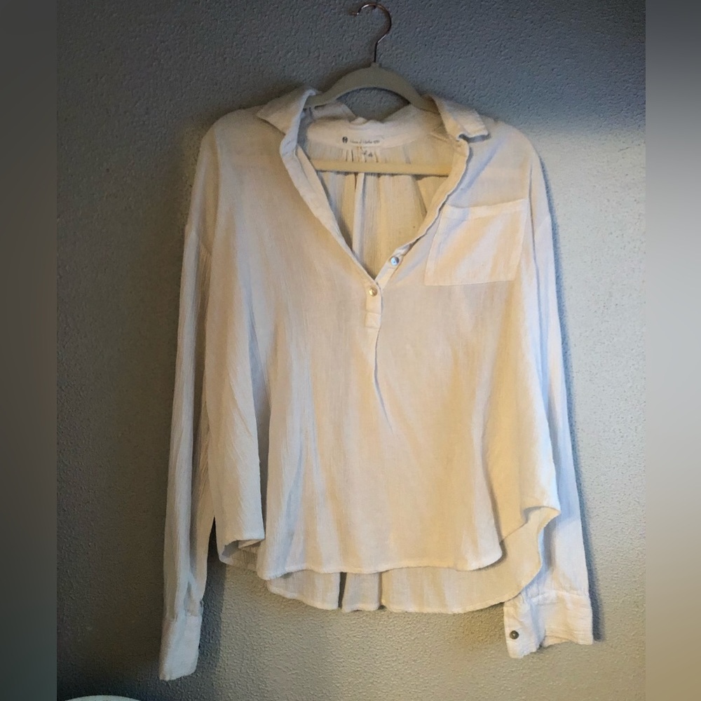 House of Harlow light white henley top
